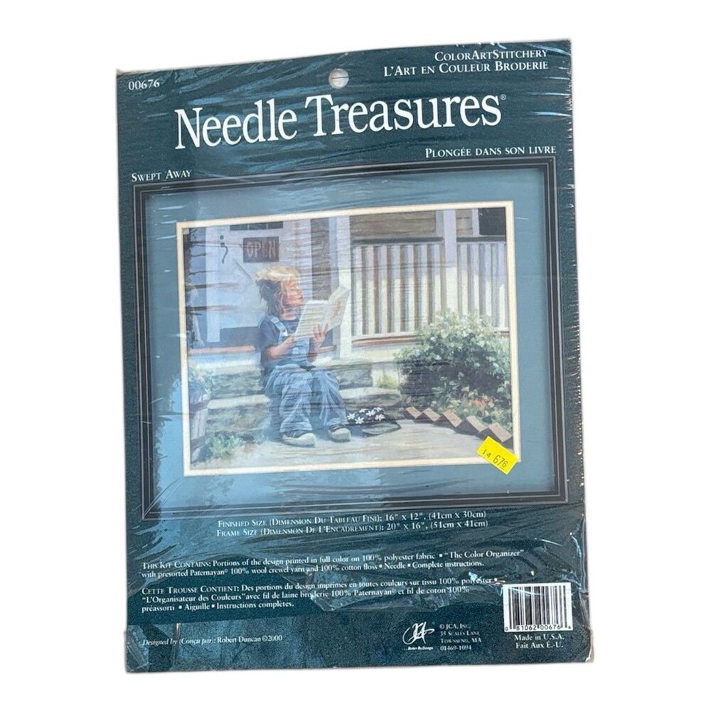 Needle Treasures Swept Away Crewel Kit Robert Duncan 00676 VTG Girl Reading 2000